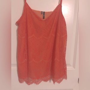 Maurices Laced Camisole With Adjustable Spaghetti straps ￼Coral XL